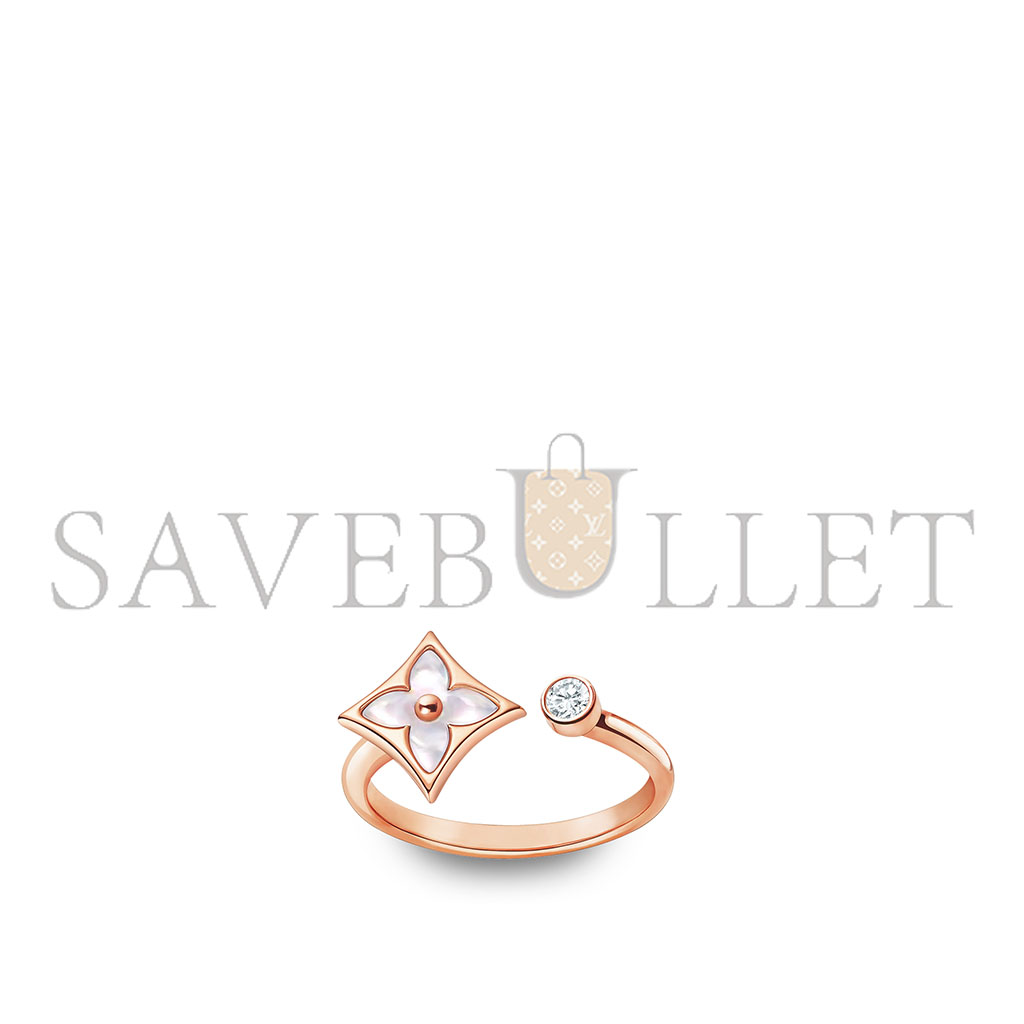 LOUIS VUITTON COLOR BLOSSOM MINI STAR ROSE GOLD, WHITE MOTHER-OF-PEARL AND DIAMOND RING Q9S80A